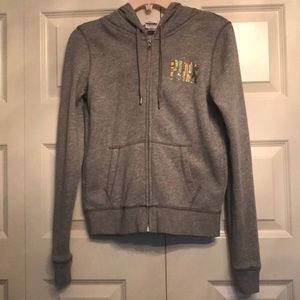 Women’s VS Pink Gray Hoodie w/ Sequins Size XS